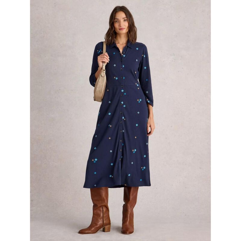 White Stuff Rua Embroidered Jersey Dress image number 3
